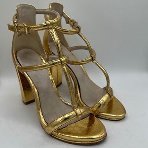 Kenneth Cole New York gold strappy heeled sandals, size 6M